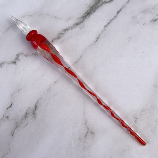 Guitar Glass Dip Pen Ribbon Red