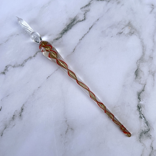 Guitar Glass Dip Pen Spiral Red