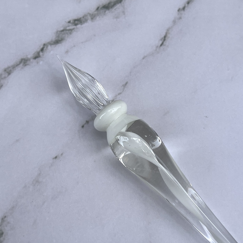 Guitar Guitar Glass Dip Pen Ribbon White