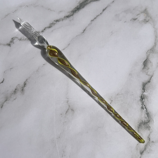 Guitar Glass Dip Pen Spiral Yellow