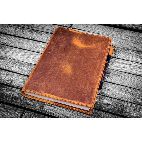 Galen Leather Slim Notebook Cover A5 Crazy Horse Brown