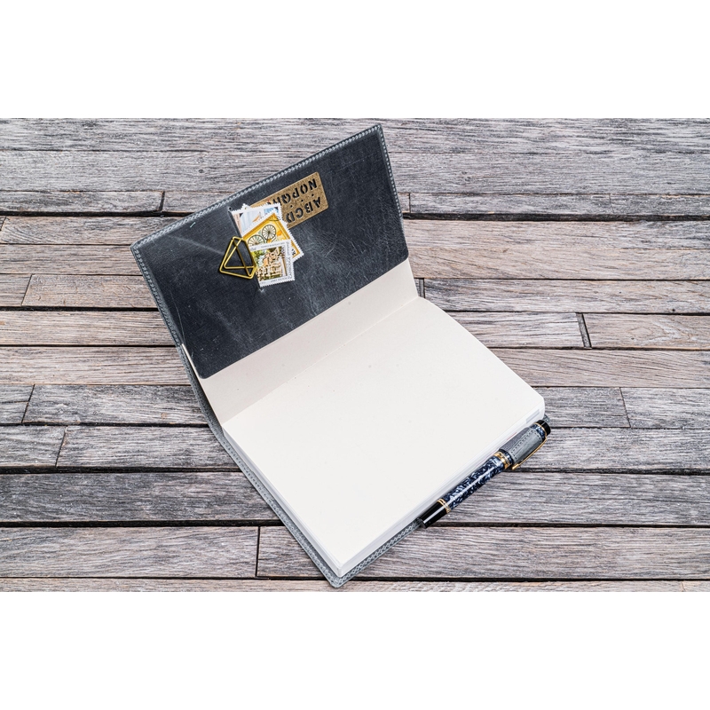 Galen Leather Galen Leather Cover A5 in Pelle Crazy Horse Smoky Grey
