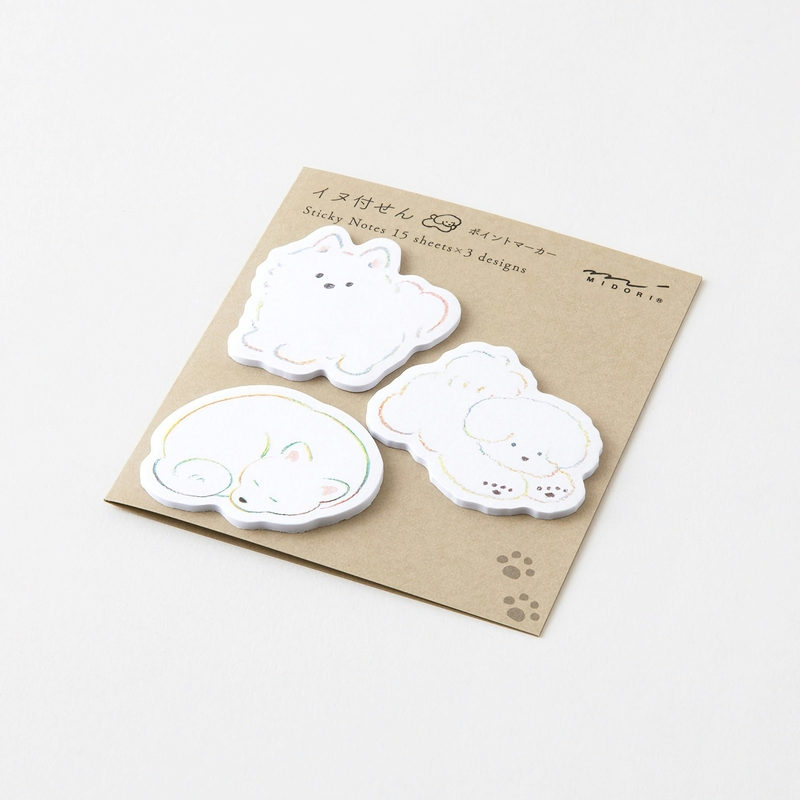 Midori Midori Sticky Notes Point White Dog