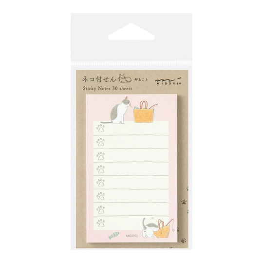 Midori Sticky Notes To Do Cat Pink