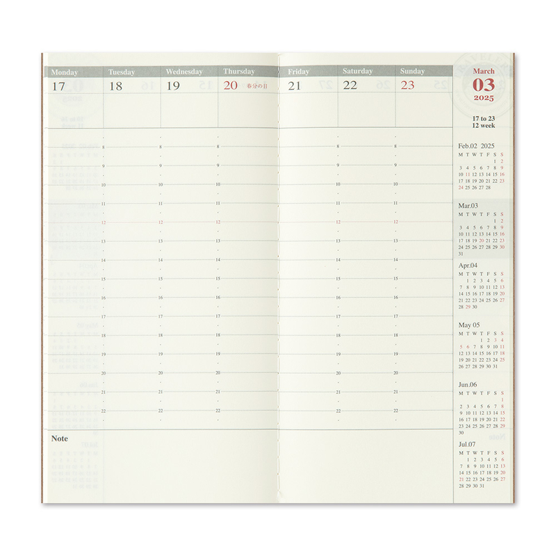 Traveler's Company Traveler's Notebook Agenda 2025 Settimanale Verticale Regular Size