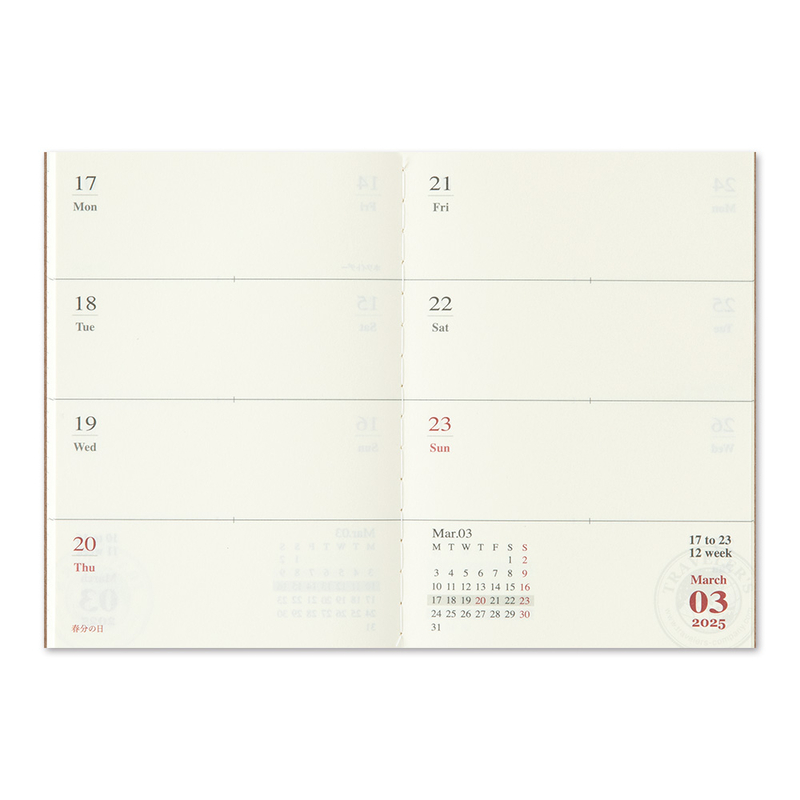 Traveler's Company Traveler's Notebook Refill 2025 Weekly Diary Passport Size