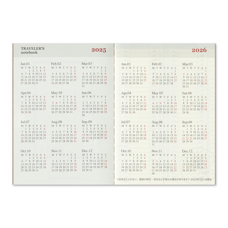 Traveler's Company Traveler's Notebook Refill 2025 Weekly Diary Passport Size