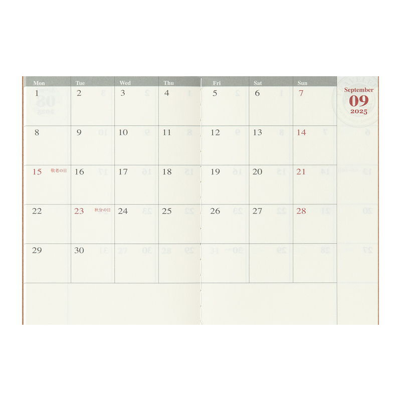 Traveler's Company Traveler's Notebook Agenda 2025 Mensile Passport Size