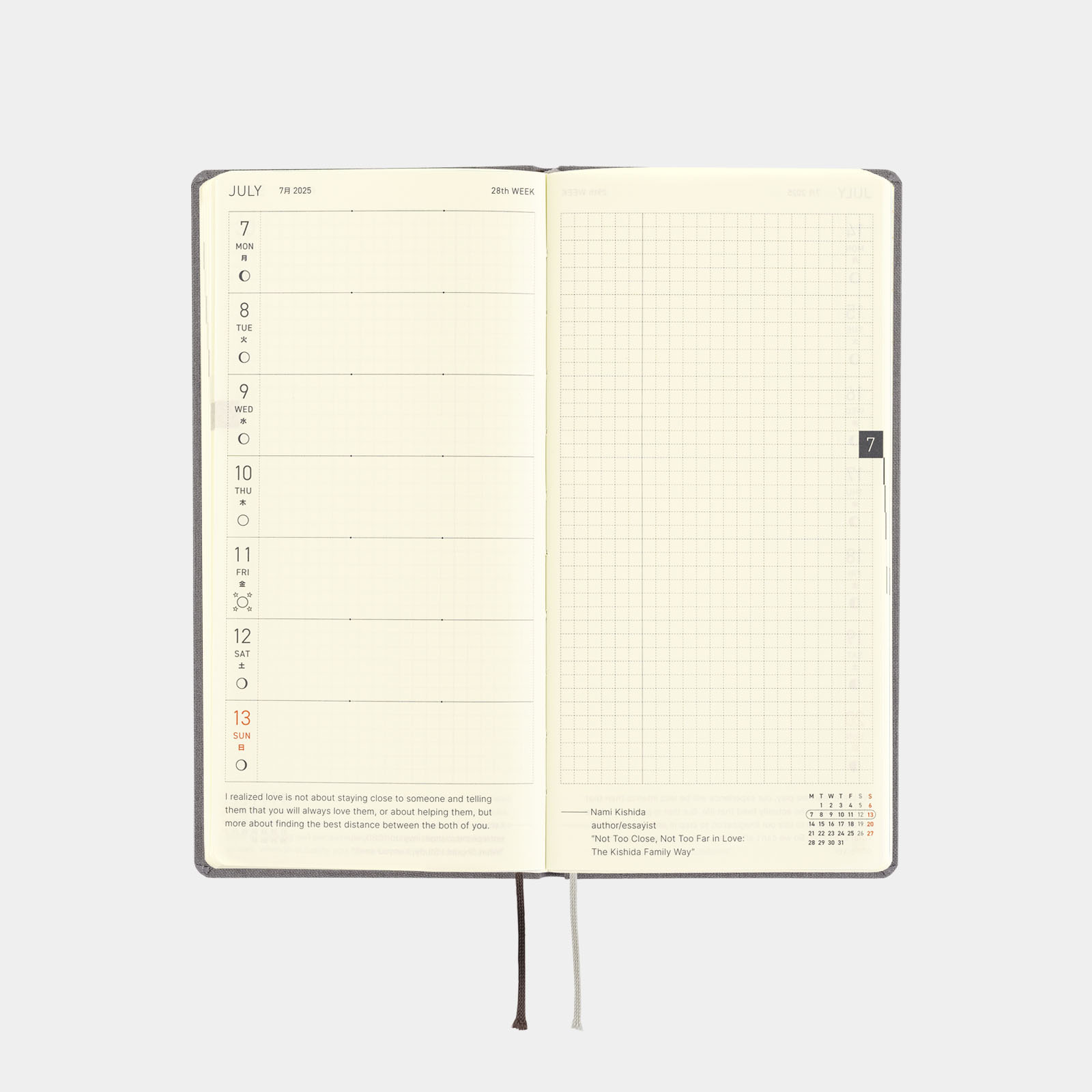 Hobonichi Techo Weeks 2025 Colors Smoke Gray