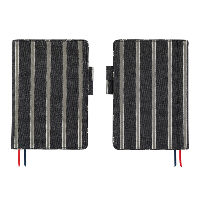 Hobonichi Hobonichi Lined Fabric: Twill (Navy x Gray) A5 [Cover Only]