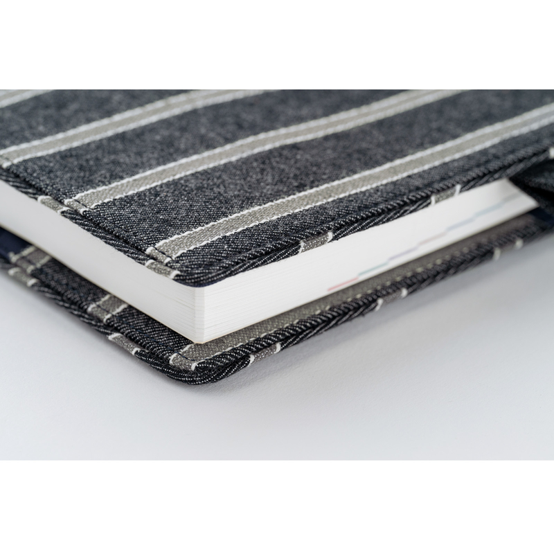 Hobonichi Hobonichi Lined Fabric: Twill (Navy x Gray) A5 [Cover Only]