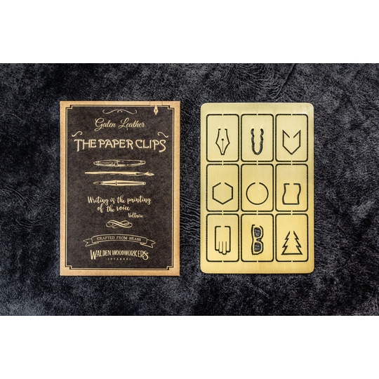 Galen Leather Brass Paper Clip Set