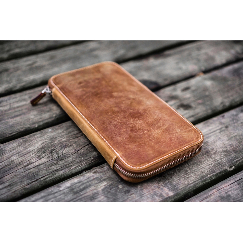 Galen Leather Galen Leather Zippered Cover Hobonichi Weeks Mega Crazy Horse Brown