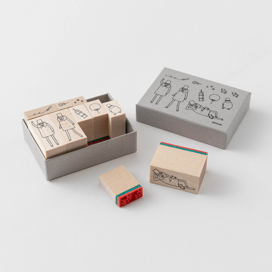 Midori Ojisan 30th Anniversary Wooden Stamp Set A