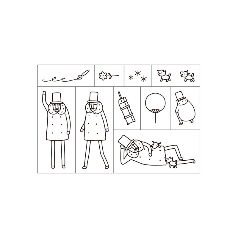 Midori Midori Ojisan 30th Anniversary Wooden Stamp Set A