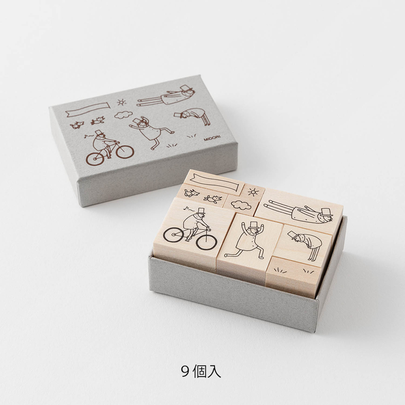 Midori Midori Ojisan 30th Anniversary Wooden Stamp Set B
