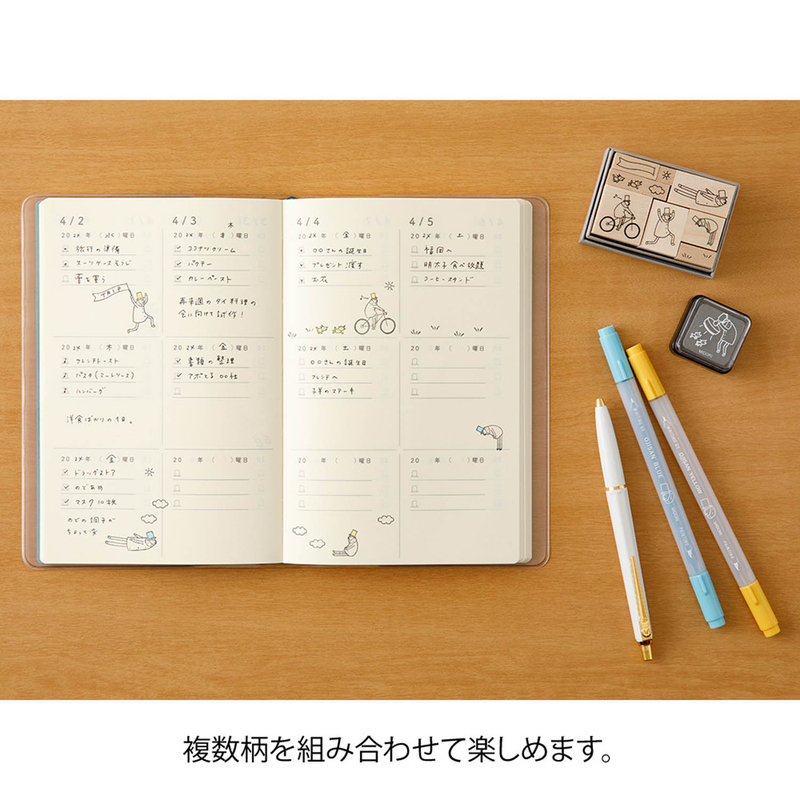 Midori Midori Ojisan 30th Anniversary Wooden Stamp Set B
