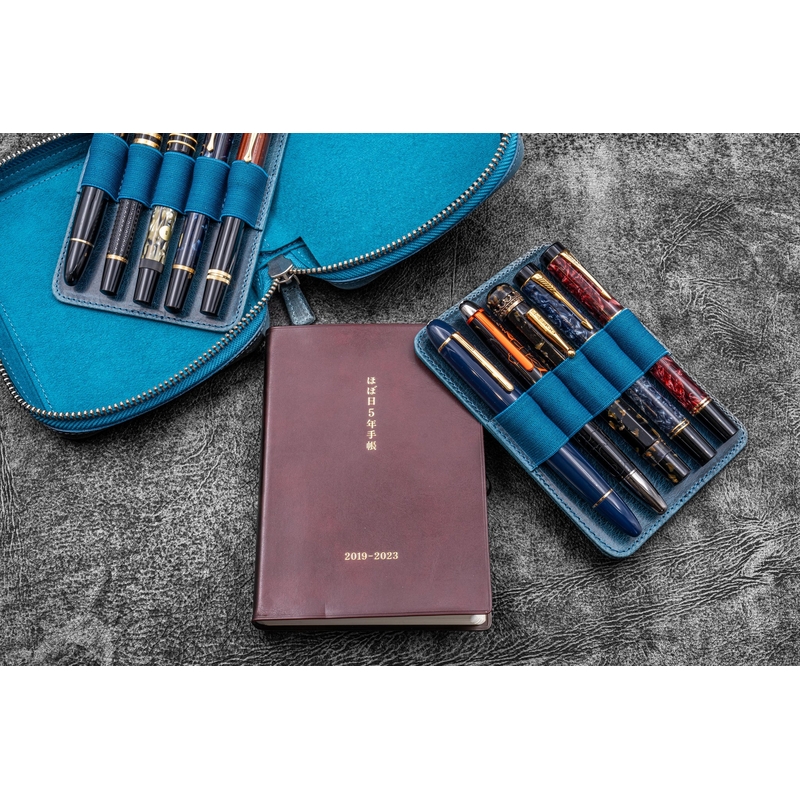 Galen Leather Galen Leather Expansi-Pouch Portapenne in Pelle 10 Posti Crazy Horse Ocean Blue