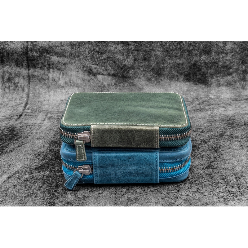Galen Leather Galen Leather Expansi-Pouch Portapenne in Pelle 10 Posti Crazy Horse Ocean Blue