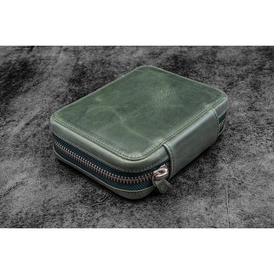 Galen Leather Expansi-Pouch 10 Slots Pen Case Crazy Horse Forest Green