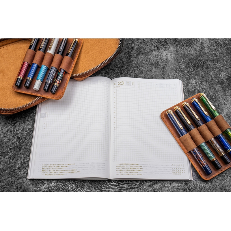 Galen Leather Galen Leather Expansi-Pouch Portapenne in Pelle 10 Posti Crazy Horse Brown