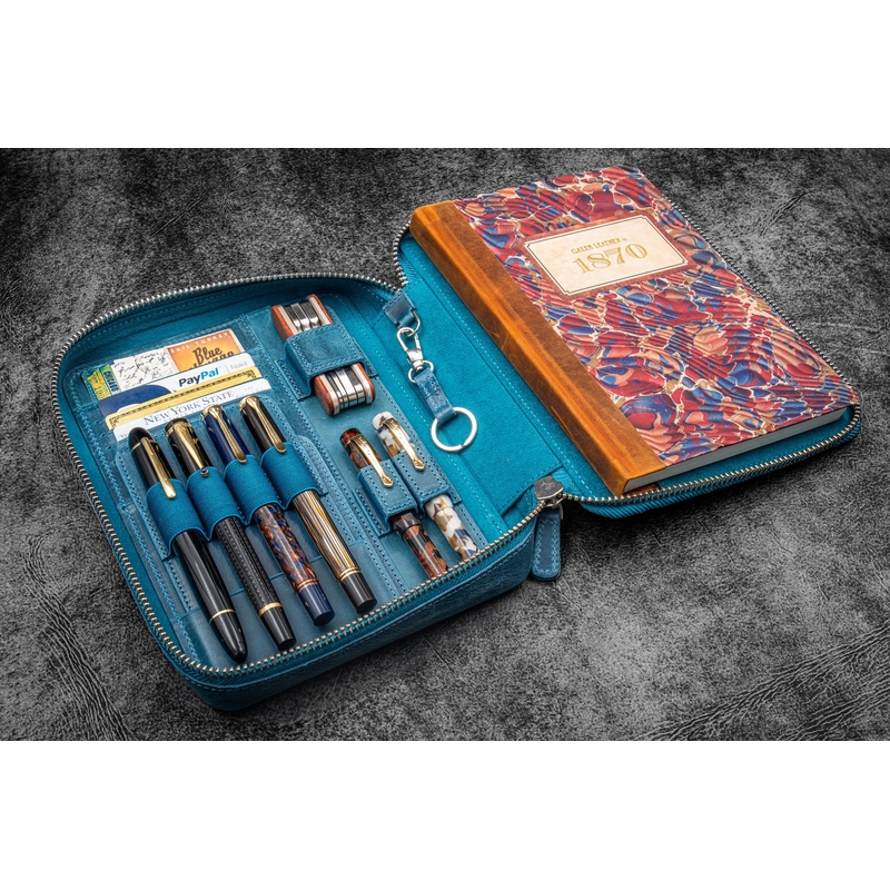 Galen Leather Galen Leather Expansi-Folio A5 Crazy Horse Ocean Blue
