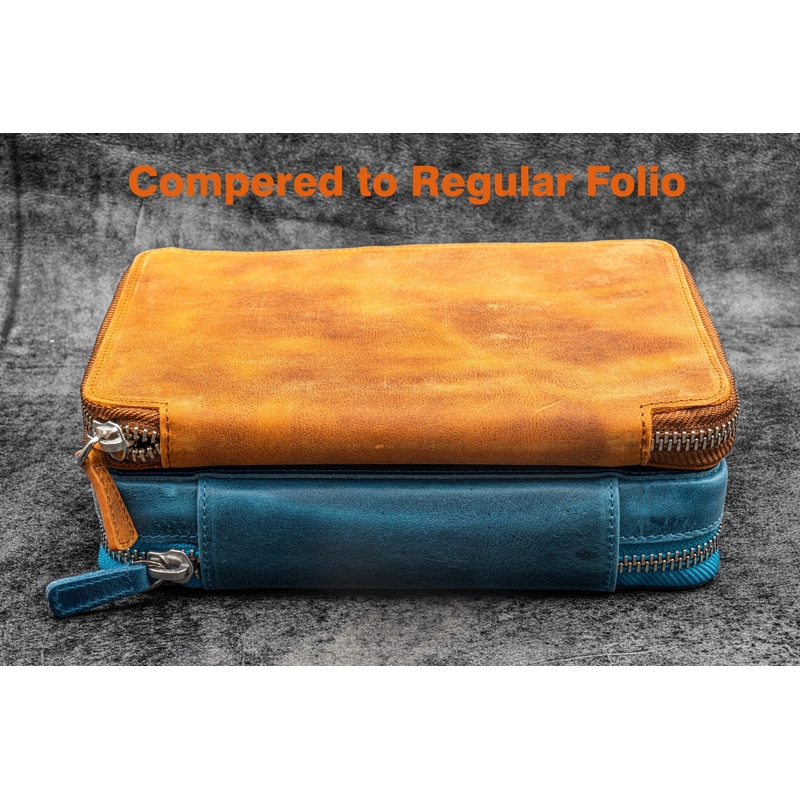 Galen Leather Galen Leather Expansi-Folio A5 Crazy Horse Ocean Blue