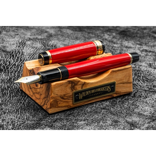 Galen Leather The Pen Rest Wooden Pen Stand Olive