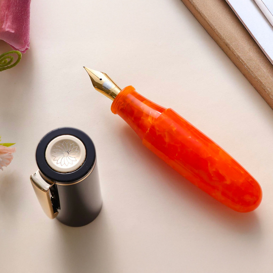 Wancher PoChaCo Fountain Pen Black Orange Chocolate