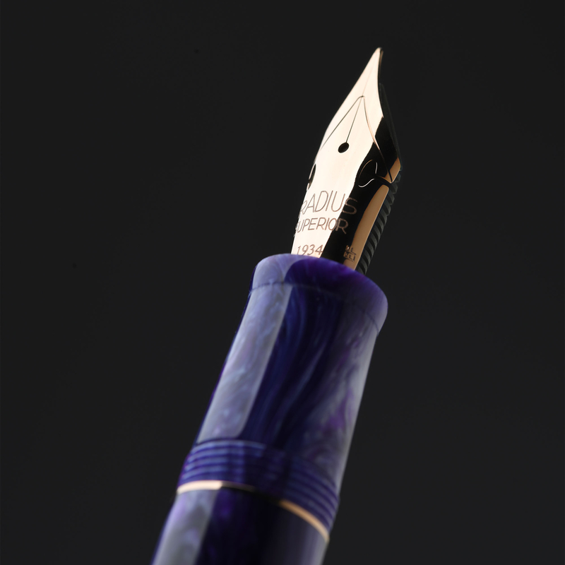 Radius Radius Settimo Penna Stilografica Purple Swirl & Oro Rosa
