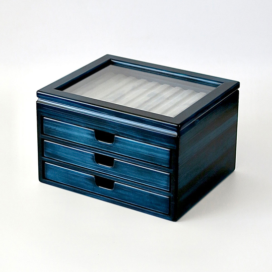 Toyooka Craft Fountain Pen Box for 40 Pens Hinoki Blue