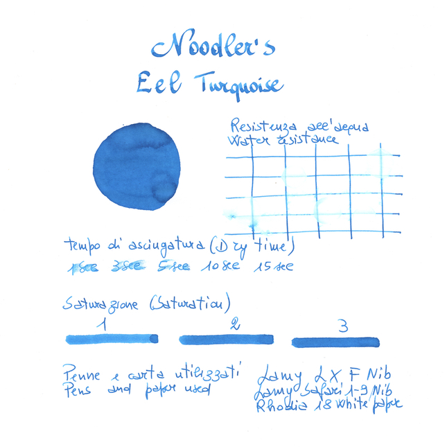Noodler's Eel Turquoise Ink Bottle 3 oz