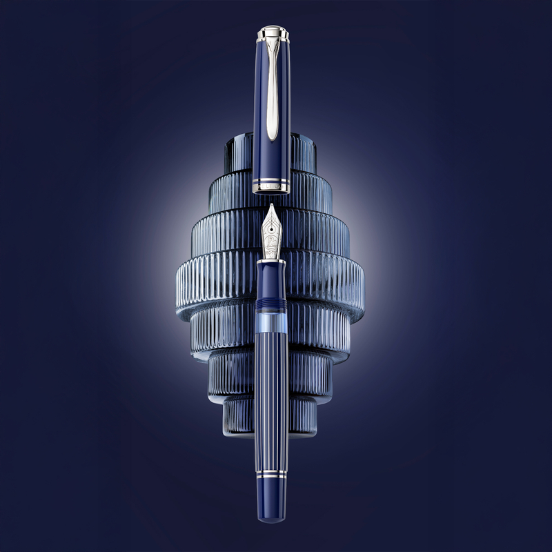 Pelikan Pelikan Souveran M815 Fountain Pen Metal Striped Blue Special Edition