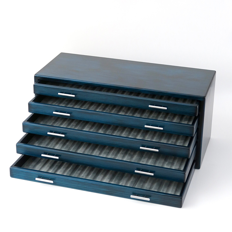 Toyooka Craft Toyooka Craft Fountain Pen Box for 100 Pens Hinoki Blue