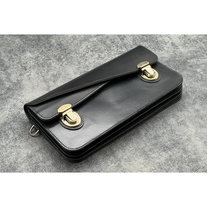 Galen Leather Galen Leather Accordion Pouch / Bag Nero