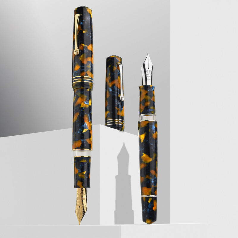 Leonardo Officina Italiana Leonardo Momento Zero Grande 2.0 Penna Stilografica Crepuscolo Marino & Oro Pennino 8 14k