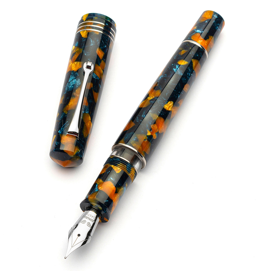Leonardo Momento Zero Grande 2.0 Fountain Pen Crepuscolo Marino & Rhodium