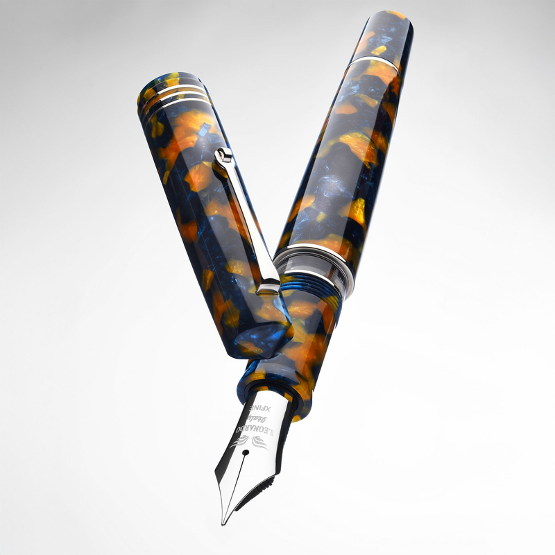 Leonardo Officina Italiana Leonardo Momento Zero Grande 2.0 Fountain Pen Crepuscolo Marino & Rhodium No. 8 Nib