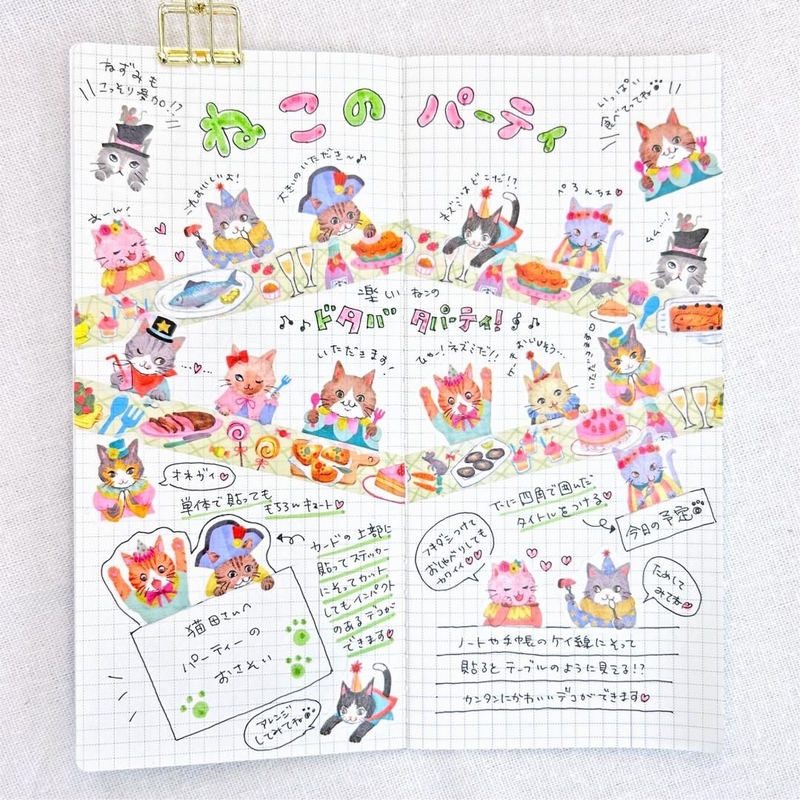 Bande Bande Washi Tape Cat Party