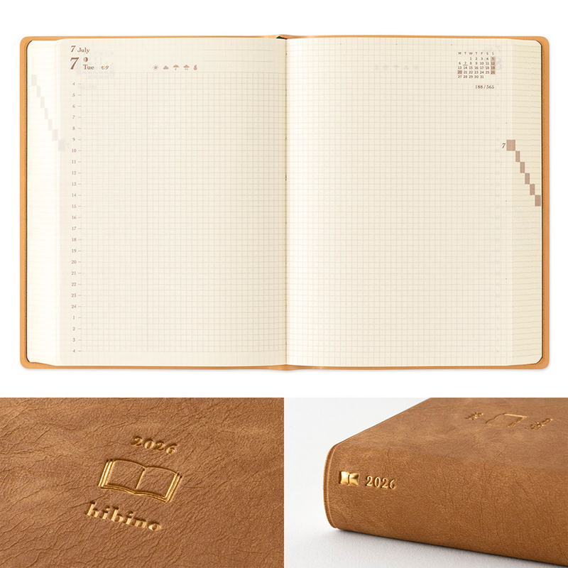 Midori Midori Hibino 2026 Diary A6 Camel