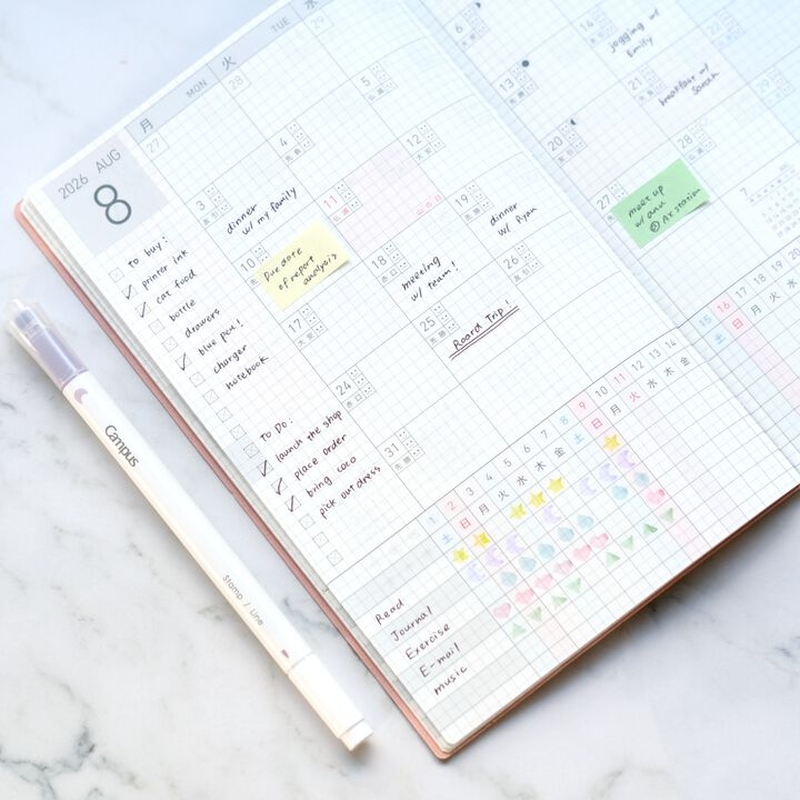 Kokuyo Kokuyo Jibun Techo Lite Agenda 2026 A5 Slim Beige