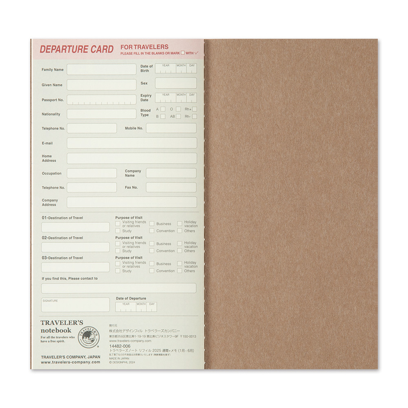 Traveler's Company Traveler's Notebook Agenda 2026 Settimanale con Memo Regular Size
