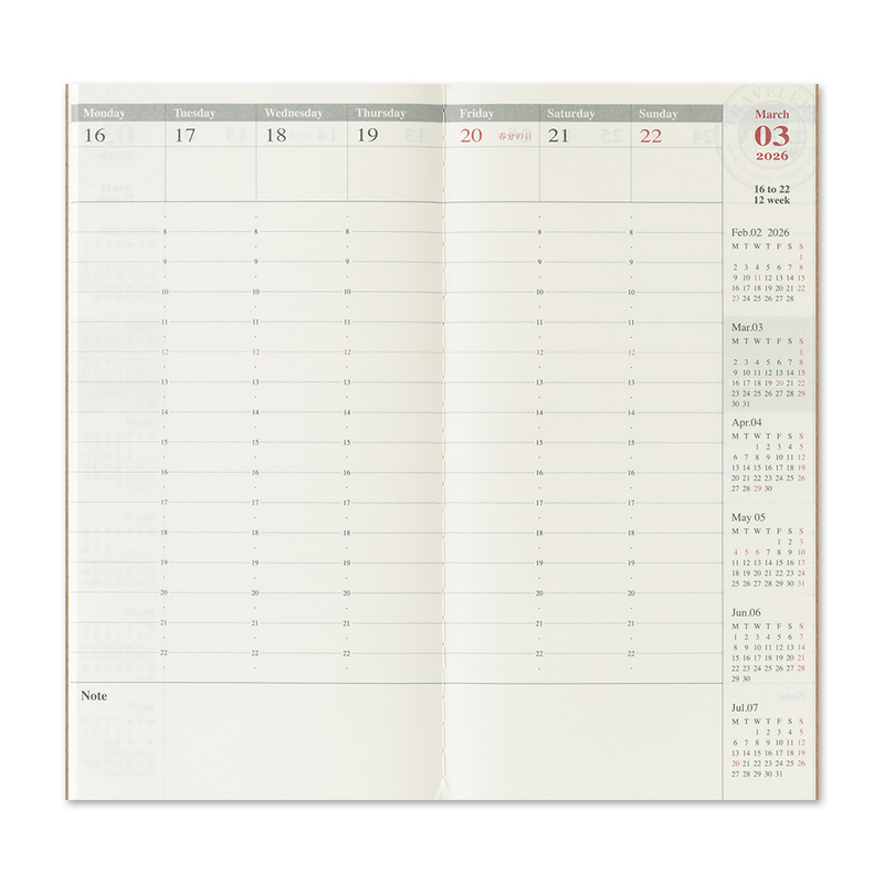 Traveler's Company Traveler's Notebook Agenda 2026 Settimanale Verticale Regular Size