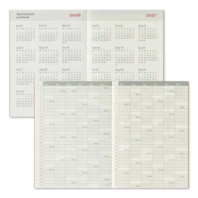 Traveler's Company Traveler's Notebook Agenda 2026 Mensile Passport Size