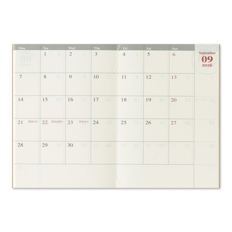 Traveler's Company Traveler's Notebook Agenda 2026 Mensile Passport Size