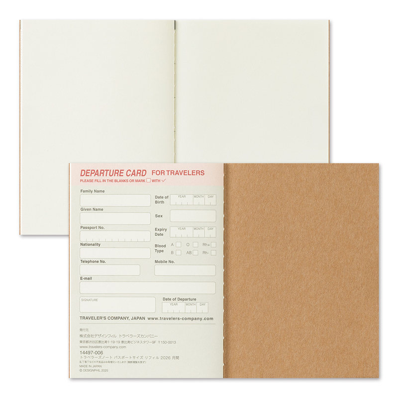 Traveler's Company Traveler's Notebook Agenda 2026 Mensile Passport Size