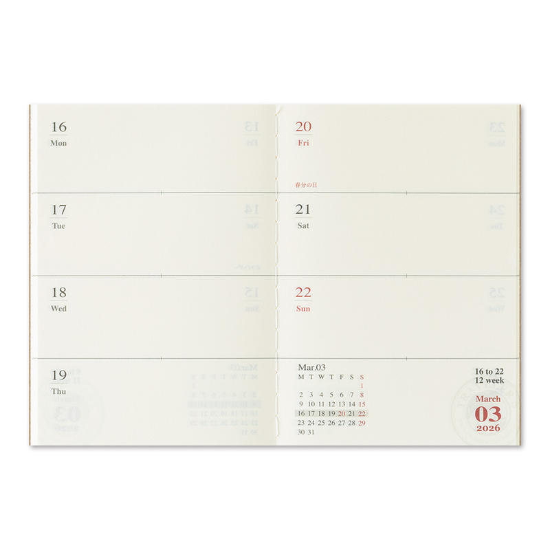 Traveler's Company Traveler's Notebook Agenda 2026 Settimanale Passport Size