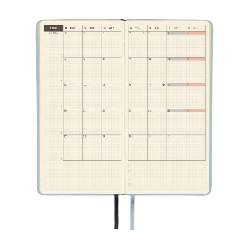 Hobonichi Hobonichi Techo Weeks 2026 Leather: Snow Blue