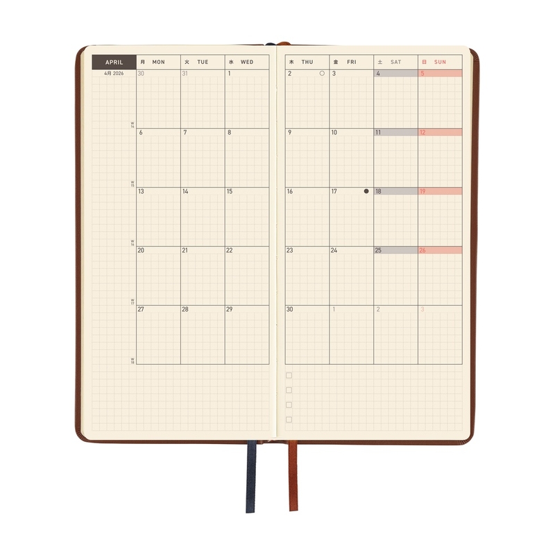 Hobonichi Hobonichi Techo Weeks 2026 Leather: Wine Brown