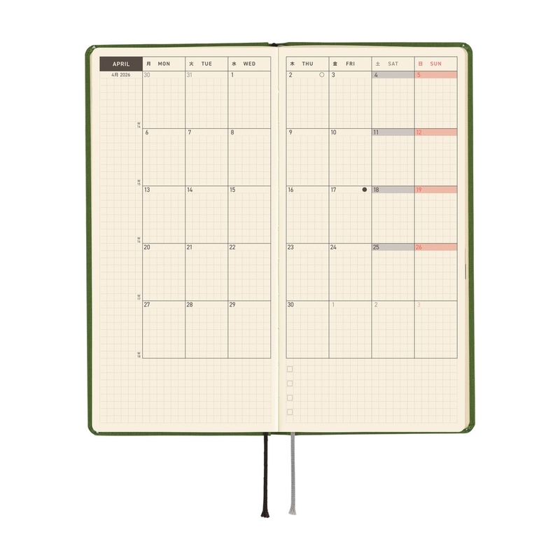 Hobonichi Hobonichi Techo Weeks 2026 Mega Colors: Antique Green